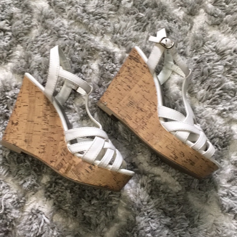 White Strappy Wedges